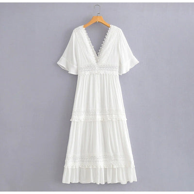 White Vintage Lace Maxi Dress