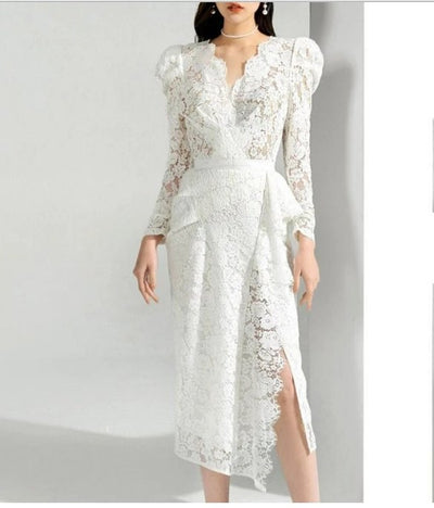 Vintage White Lace Wedding Dress