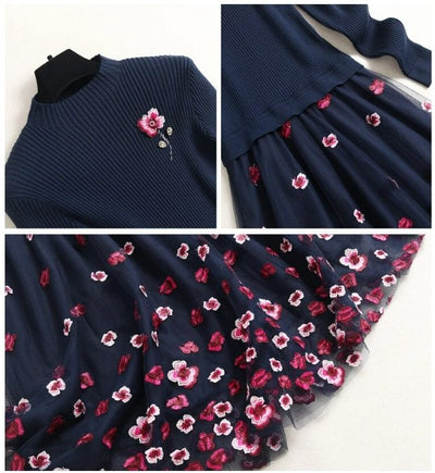 Vintage Navy Lace Wedding Dress