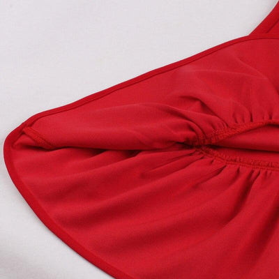 Wide Neck 50s Red Dress