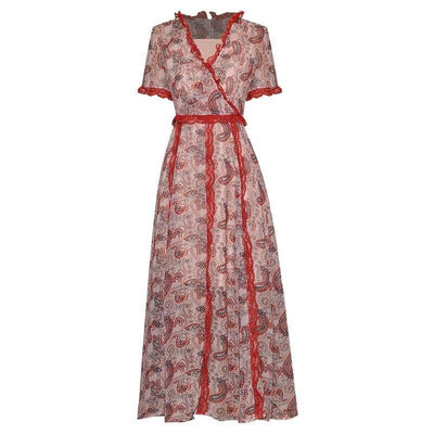 Red Vintage Lace Dress