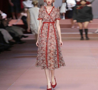 Red Vintage Lace Dress