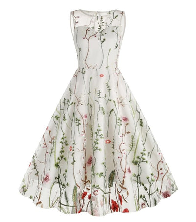 50's Style Vintage Flowers Dress