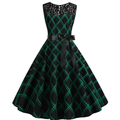 Vintage Green And Black Trapeze Dress