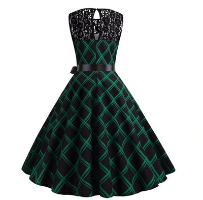Vintage Green And Black Trapeze Dress