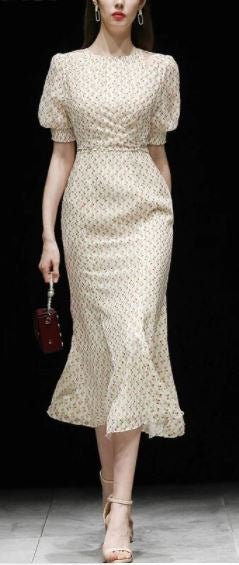 Vintage Dress Year 1940 Beige