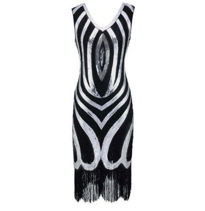 Black Beading 1920s Vintage Dress