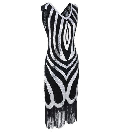 Black Beading 1920s Vintage Dress