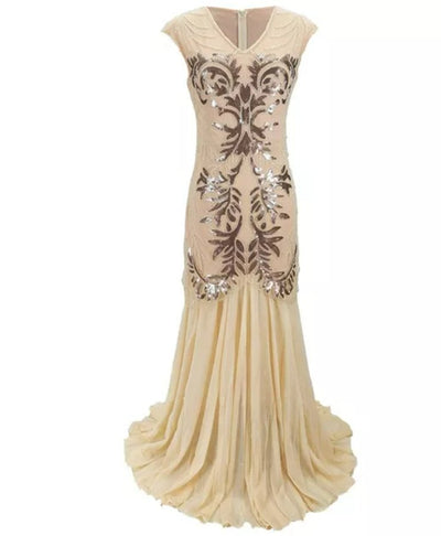Vintage 1920s Retro Dress Beige