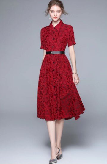 Vintage 1940s Designer Dress Red