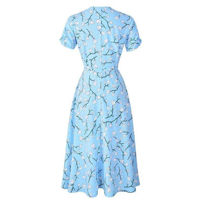 Floral 1940s Vintage Dress Blue