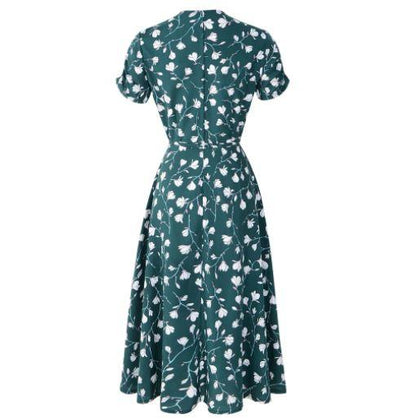 Floral 1940s Vintage Dress Green