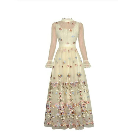 Vintage 1940s Long Champagne Dress