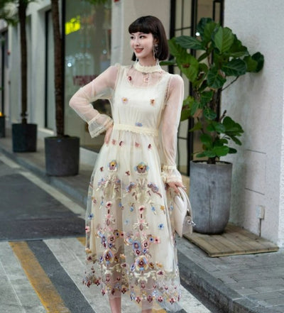 Vintage 1940s Long Champagne Dress