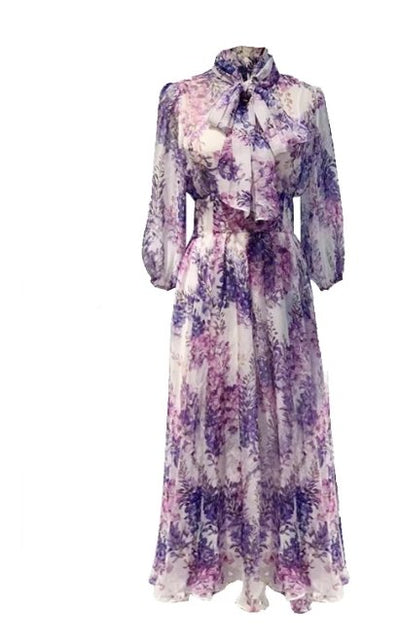1940s Long Lavender Vintage Dress
