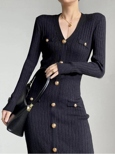 Vintage 1940s Black Bodycon Dress