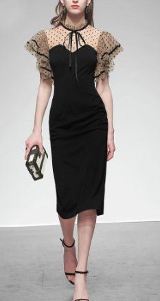 Vintage 1940s Black High Waisted Dress