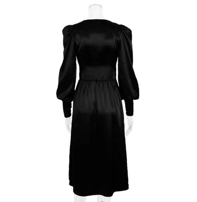 Black Satin 1940s Vintage Dress