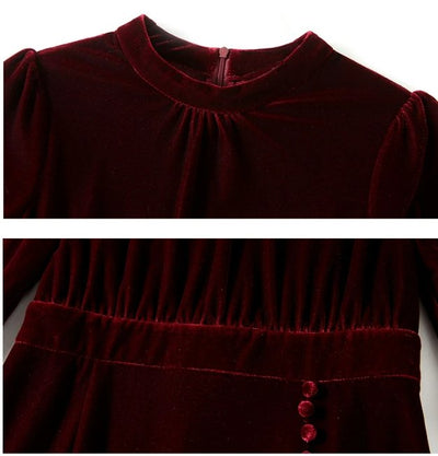 Burgundy Vintage Fall Winter Dress