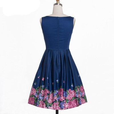 Vintage Blue Pleated Dress