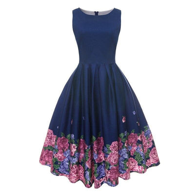 Vintage Blue Pleated Dress