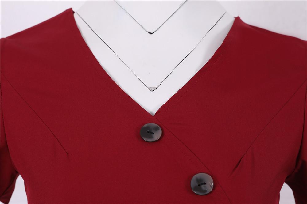 Burgundy Buttons Vintage Dress