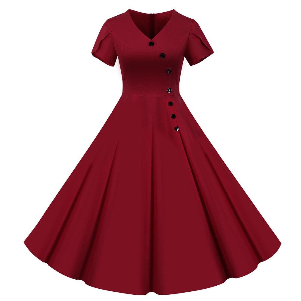 Burgundy Buttons Vintage Dress