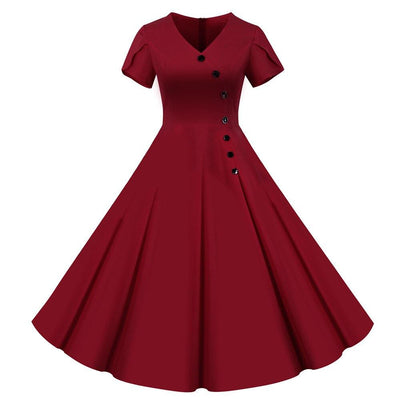 Burgundy Buttons Vintage Dress