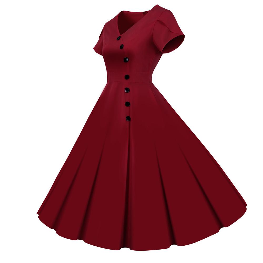 Burgundy Buttons Vintage Dress