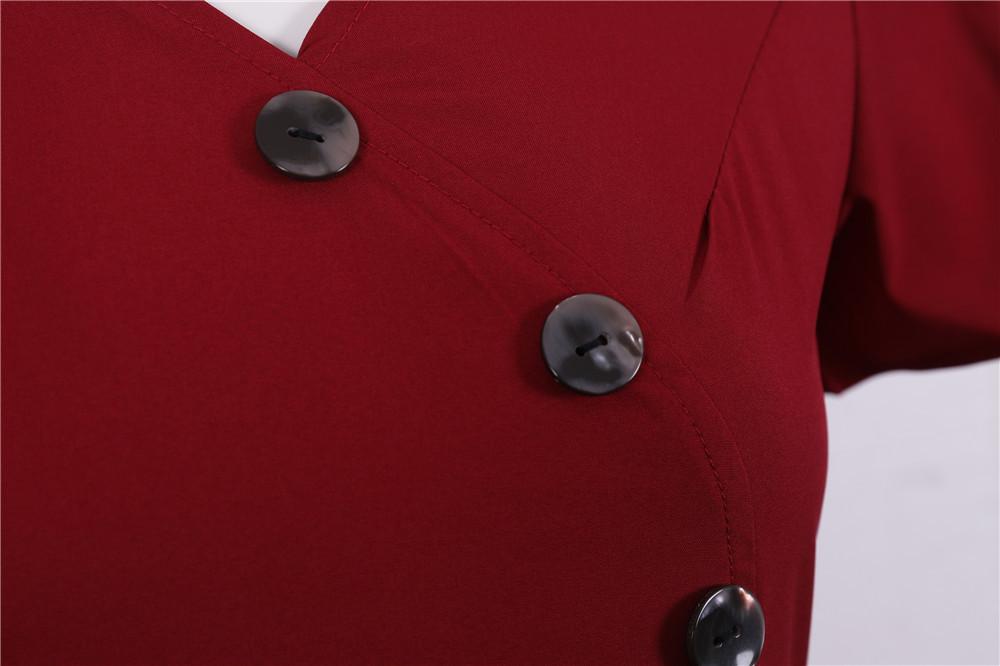 Burgundy Buttons Vintage Dress