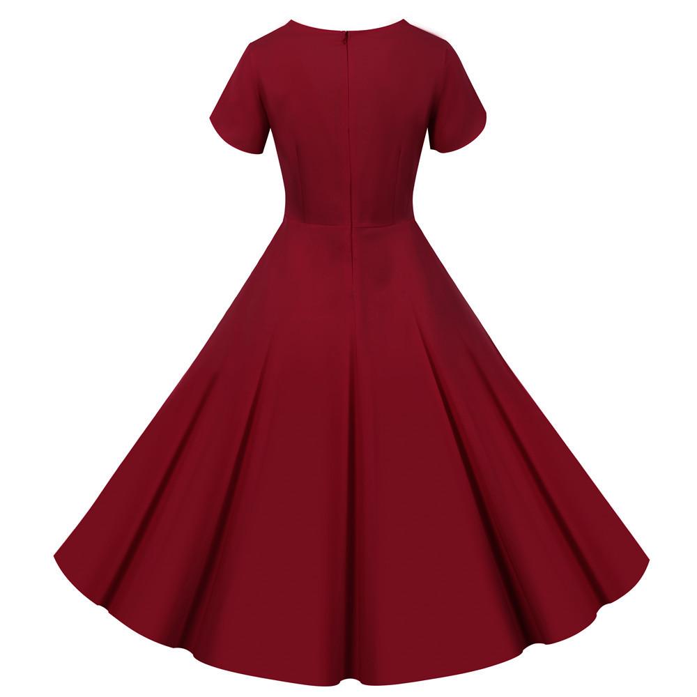 Burgundy Buttons Vintage Dress