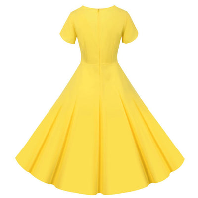 Buttons Vintage Dress Yellow