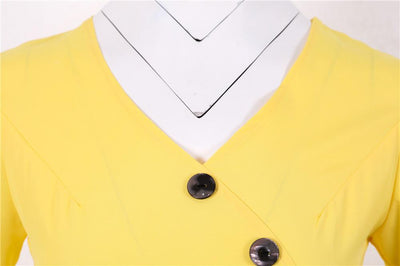 Buttons Vintage Dress Yellow