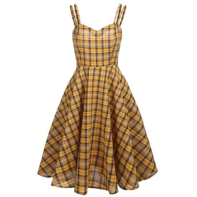 Vintage Plaid Dress With Veil