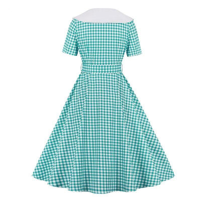 Turquoise Check Vintage Dress