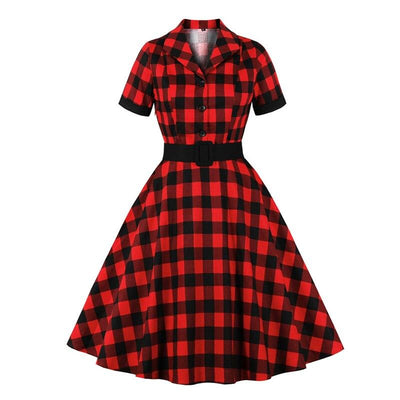 Vintage Checked Shirt Dress