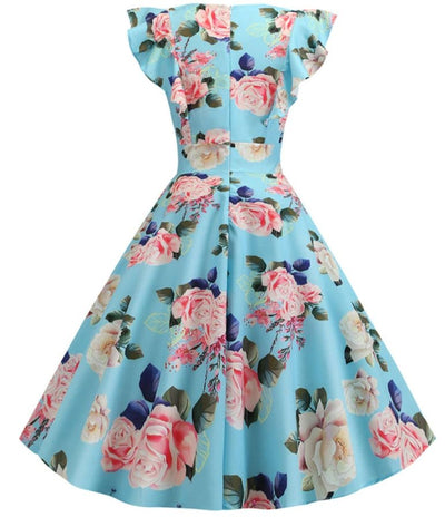Blue Vintage Chic Retro Dress