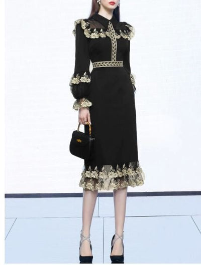 Black Peter Pan Collar Vintage Dress