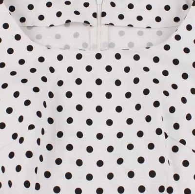 White Polka Dot Round Neck Vintage Dress