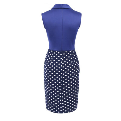 Vintage Blue Polka Dot Pencil Dress