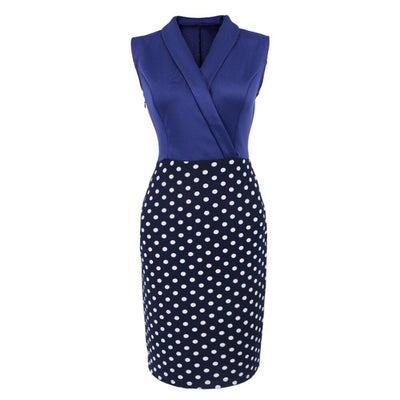 Vintage Blue Polka Dot Pencil Dress