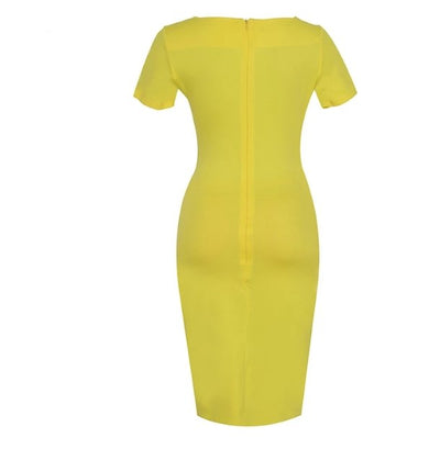 Yellow Chic Pencil Vintage Dress