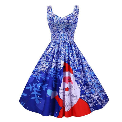 Blue Vintage Christmas Dress