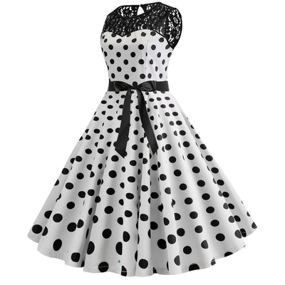 White Polka Dot Lace Vintage Dress