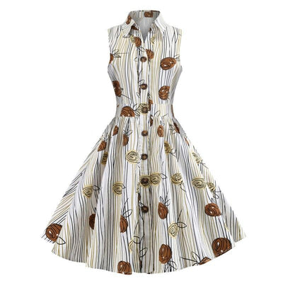 Sleeveless Drawing Vintage Dress