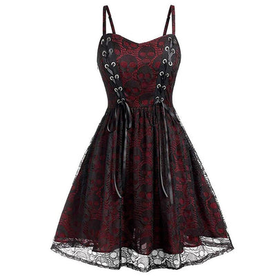 Burgundy Gothic Vintage Dress