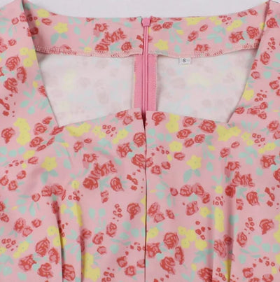 Pink High Waist Plus Size Vintage Dress