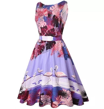 Pink Birds Plus Size Vintage Dress