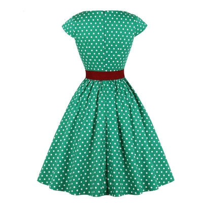 Plus Size Green Belted Vintage Dress
