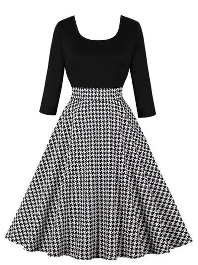 Vintage Gray Checked Dress